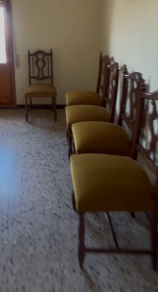 Lote 6 Sillas Vintage Madera y Tela