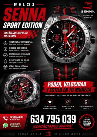 Reloj Senna Sport Edition Negro y Rojo