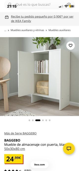 Mueble auxiliar blanco y madera