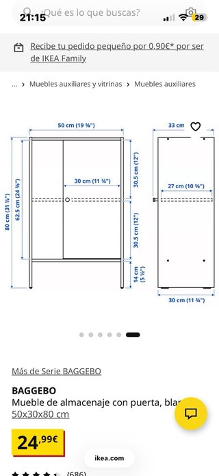 Mueble auxiliar blanco y madera