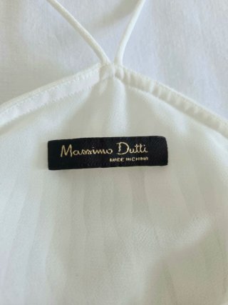 Top blanco plisado de tirantes | Massimo Dutti