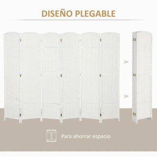 Biombo separador de ambientes mimbre blanco