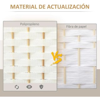 Biombo separador de ambientes mimbre blanco