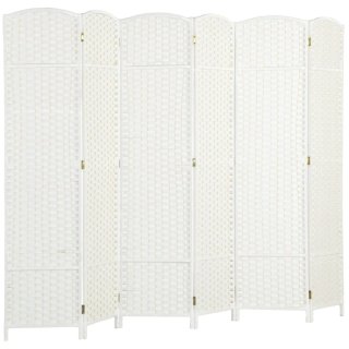 Biombo separador de ambientes mimbre blanco