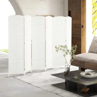 Biombo separador de ambientes mimbre blanco