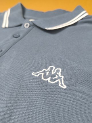 Kappa Polo Gris Piqué Bordado Blanco XXL