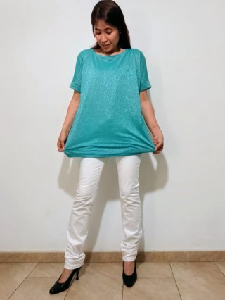 Camiseta turquesa de Mango Talla M-L