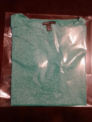 Camiseta turquesa de Mango Talla M-L