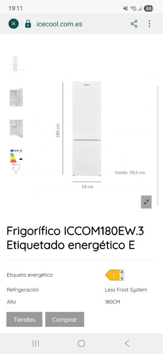 Nevera Icecool 180cm Blanca