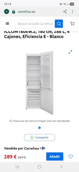 Nevera Icecool 180cm Blanca