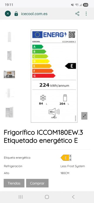 Nevera Icecool 180cm Blanca