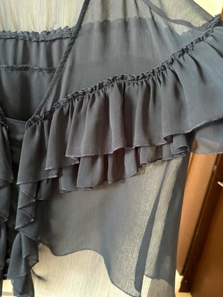 Blusa Zara Azul Marino Volantes