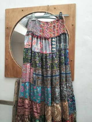 Gonnellone seta indiana patchwork