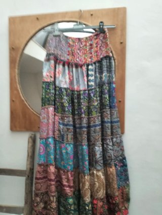 Gonnellone seta indiana patchwork