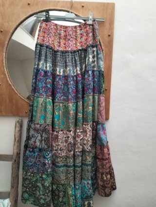 Gonnellone seta indiana patchwork
