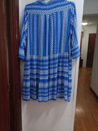Vestido Verano Viscosa Azul y Blanco