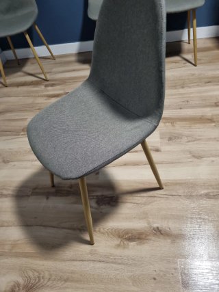 Silla de comedor gris-topo, tela y madera