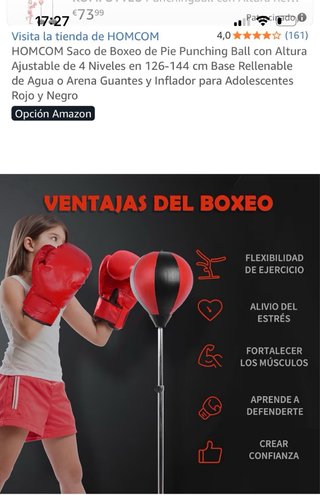 Saco Boxeo y Guantes Homcom Outshock