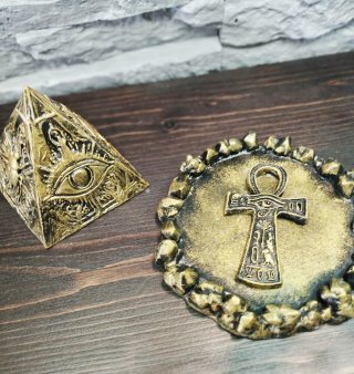 Set Egiziano Piramide Vassoio Ankh Gesso