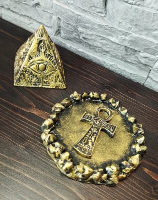 Set Egiziano Piramide Vassoio Ankh Gesso
