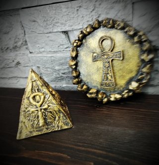 Set Egiziano Piramide Vassoio Ankh Gesso