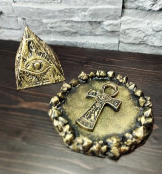 Set Egiziano Piramide Vassoio Ankh Gesso