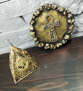 Set Egiziano Piramide Vassoio Ankh Gesso