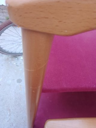 4 Sillas Comedor Madera y Tela Rojas