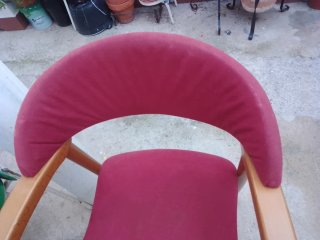 4 Sillas Comedor Madera y Tela Rojas