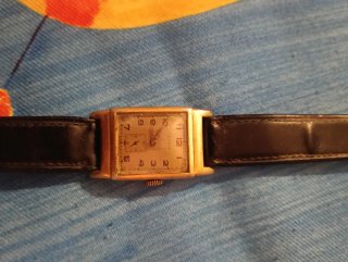 Orologio Vintage Cima Dorato con Cinturino Nero