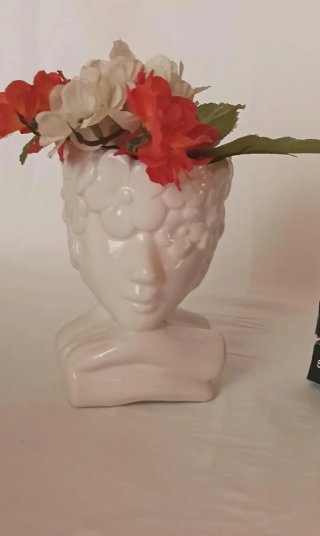 Set 3 Portapiante Ceramica Testa Donna
