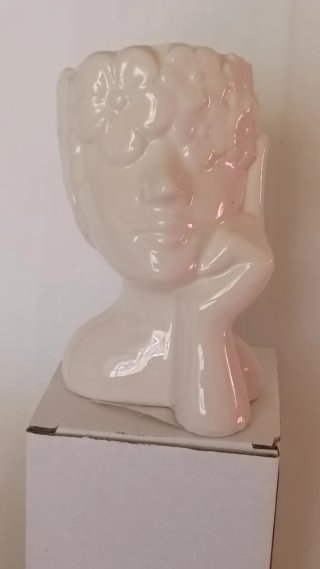 Set 3 Portapiante Ceramica Testa Donna