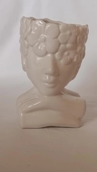 Set 3 Portapiante Ceramica Testa Donna