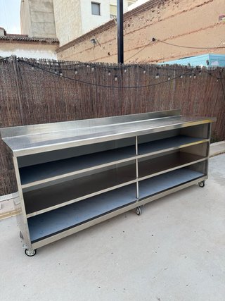Estantería mostrador acero inoxidable con ruedas