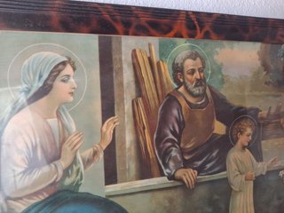 Cuadro religioso antiguo marco madera