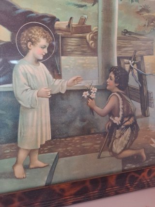 Cuadro religioso antiguo marco madera