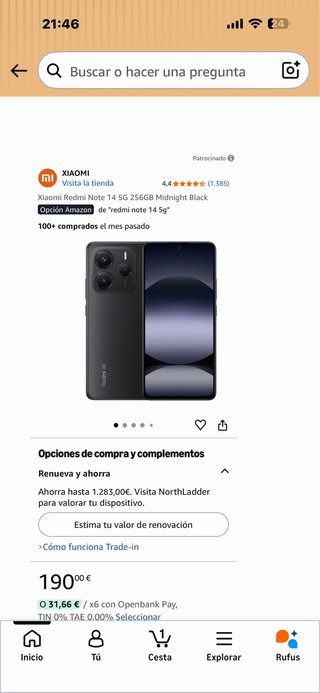 Xiaomi Redmi Note 14 5G Negro
