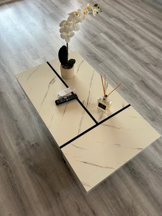 Mesa de centro salón mármol y madera