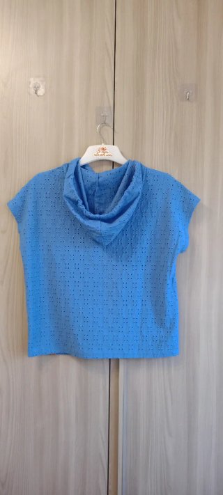 Top con cappuccio pizzo blu taglia L