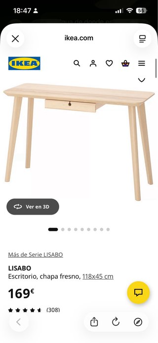 Escritorio y Silla Giratoria madera IKEA LISABO