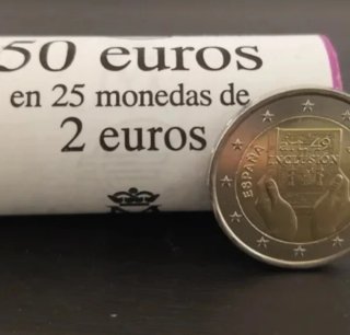 Rollo 25 monedas 2 euros España2026.