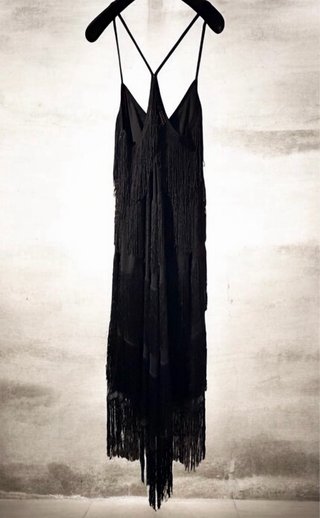 Vestido ASOS Negro Flecos