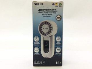 Ventilador Sogo SS-21150-W Portátil Recargable