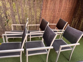 Conjunto mesa comedor terraza + 6 sillas