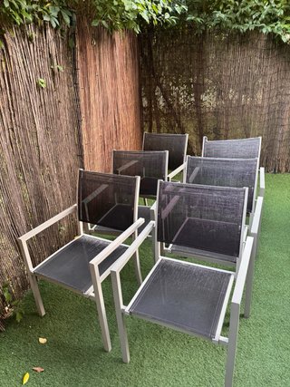 Conjunto mesa comedor terraza + 6 sillas