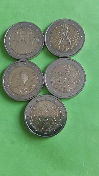 Lote 5 monedas 2 euros conmemorativas para Regip