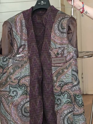 Etro Chaqueta Estampada Azul Marino