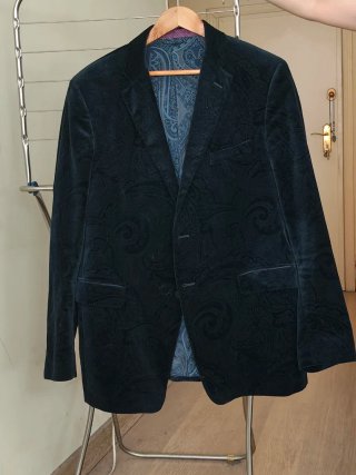 Etro Chaqueta Estampada Azul Marino