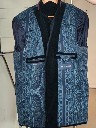 Etro Chaqueta Estampada Azul Marino