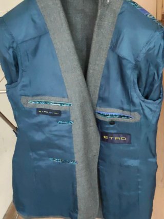 Etro Chaqueta Estampada Azul Marino